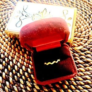 22kt gold overlay midcentury etched pinkie ring